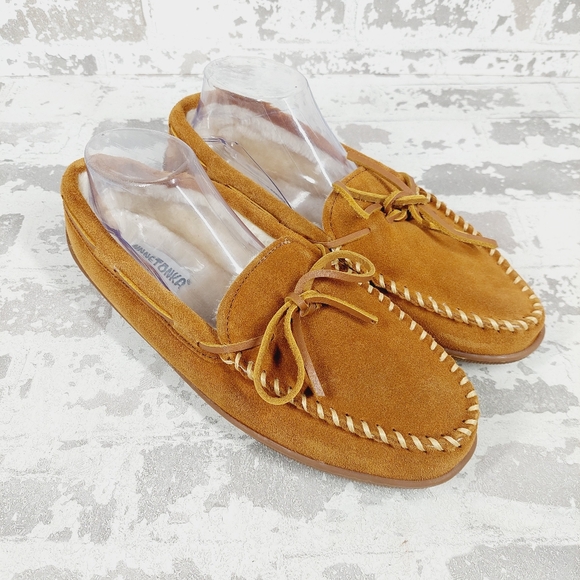 New Minnetonka Men's Suede Brown Softsole Driving Comfort Mocassins i559 - Picture 3 of 12